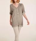 Bluse mit Spitze taupe