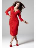 Designer-Kleid mit Raffungen rot Gr. 46