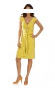 Designer-Kleid mit Strass gelb Größe 42