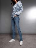 Jeans mit Glitzerdetails blue-bleached