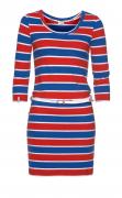 Marken-Jerseykleid mit Gürtel blau-rot