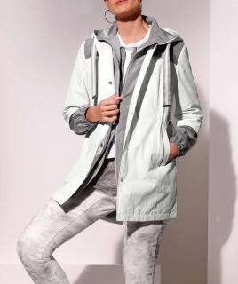 2-in-1-Look-Jacke weiß-steingrau