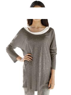 2-in-1 Shirt mit Strass taupe-creme