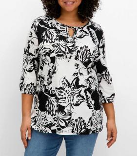 3/4-Arm-Shirt-Tunika ecru-schwarz