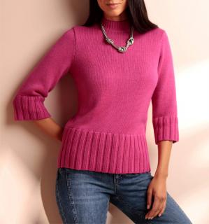 3/4 Arm-Stehkragenpullover fuchsia