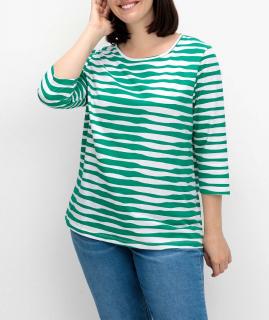 3/4-Arm-Streifenshirt grün-ecru