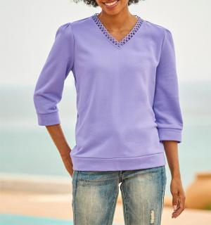 3/4-Arm-Sweatshirt mit Spitze lavendel