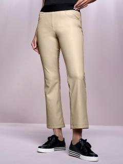 5-Pocket-Lederimitathose mitbreitem Bund beige