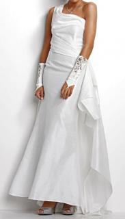 Abendkleid mit Schleppe creme Gr. 36