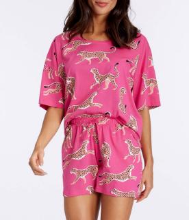 Allover-Animalprint-Shorty pink-gemustert