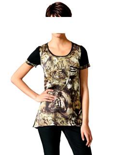 Animalprint-Shirt schwarz-goldfarben