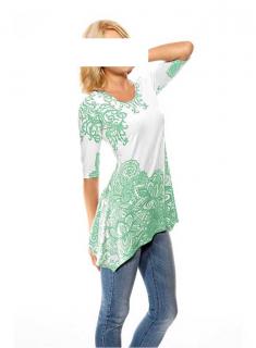 Asymmetrisches Designer-Shirt weiß-mint
