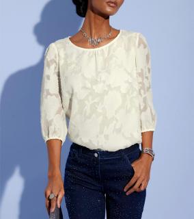 Ausbrenner-Schlupfbluse champagner