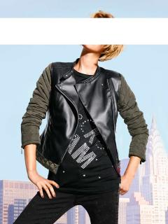 Bikerjacke oliv-schwarz