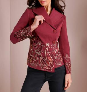 Blazer mit Stickereien dunkelrot-gemustert