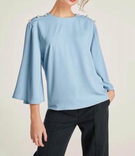 Bluse mit Perlen bleu