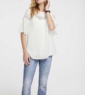 Bluse mit Spitze ecru