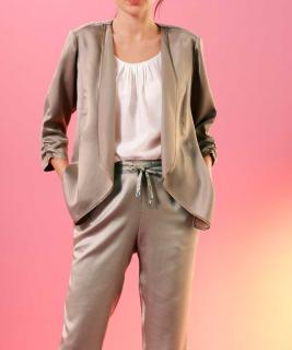 Blusenblazer mit Leinen beige