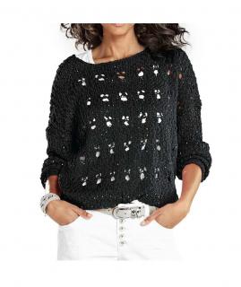 Bouclépullover schwarz-silber