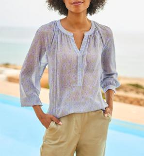 Chiffon-Druckbluse schlamm-lavendel
