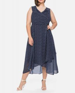 Chiffon-Druckkleid marine-ecru Gr. 46