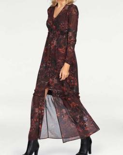 Chiffon-Maxikleid bordeaux-bunt