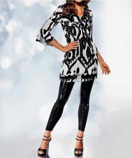 Chiffon-Tunika schwarz-weiß