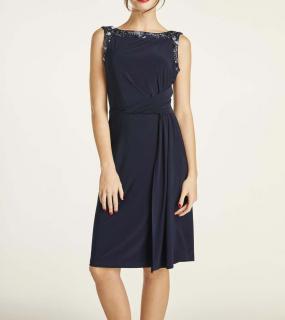 Cocktailkleid mit Perlen-Stickerei nachtblau