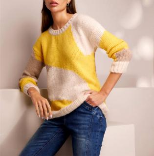 Colour-Blocking-Pullover sonnengelb-champagner