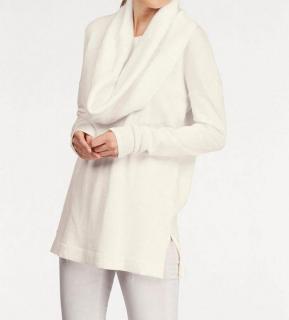 Damen-Pullover mit Loopschal creme