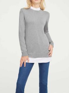 Designer-2-in-1-Pullover grau-melange