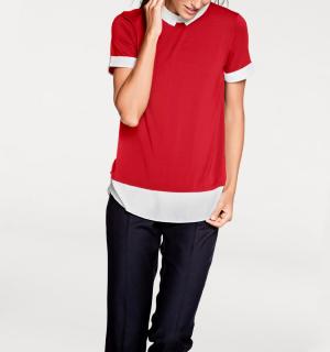 Designer-2-in-1-Shirt mit Chiffon-Einsätzen rot