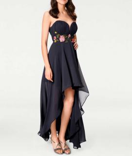 Designer-Abendkleid mit Stickerei marine