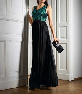 Designer-Abendkleid schwarz-grün