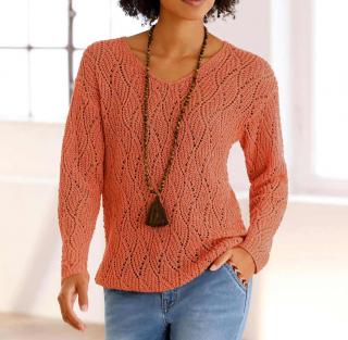 Designer-Ajourpullover orange