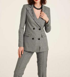 Designer-Blazer mit Pailletten schwarz-offwhite