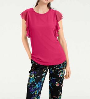 Designer-Blusenshirt mit Volants pink