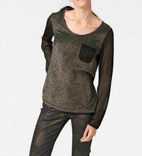 Designer-Blusenshirt schwarz-goldfarben