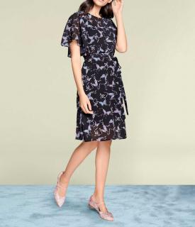 Designer-Chiffon-Kleid schwarz-bunt