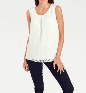 Designer-Chiffon-Spitzentop offwhite