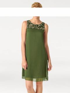 Designer-Chiffonkleid mit Pailletten khaki