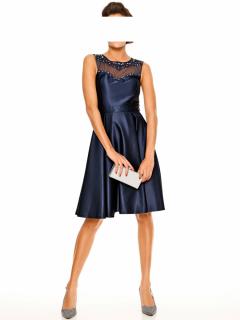 Designer-Cocktailkleid mit Strass nachtblau