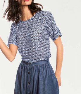 Designer-Druckbluse blau-bunt