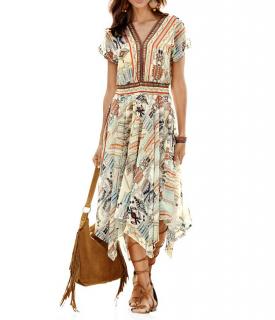 Designer-Druckchiffonkleid bunt