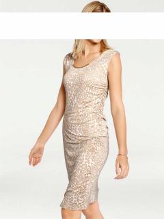 Designer-Druckkleid beige