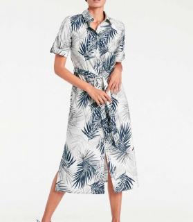 Designer-Druckkleid grau-marine