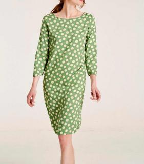 Designer-Druckkleid grün-creme
