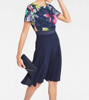 Designer-Druckkleid marine-bunt