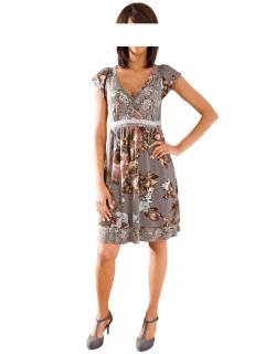Designer Druckkleid mit Spitze bunt