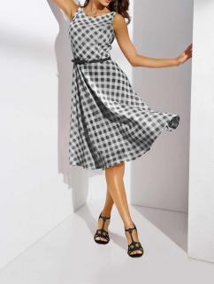 Designer-Druckkleid weiß-schwarz